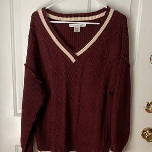 Altar'd State Burgundy V-Neck Sweater